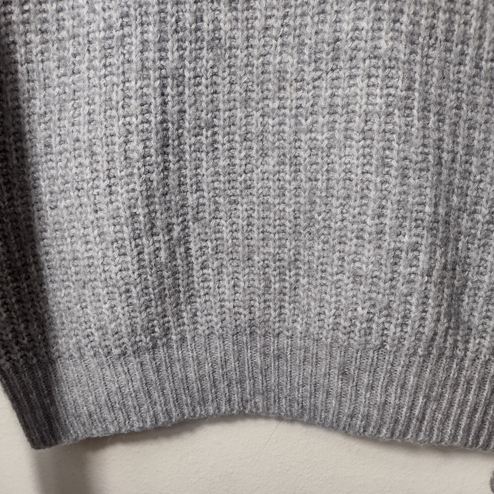 Zara Alpaca Wool Blend Chunky Knit Mockneck Sweater Light Gray Size S - Picture 6 of 14